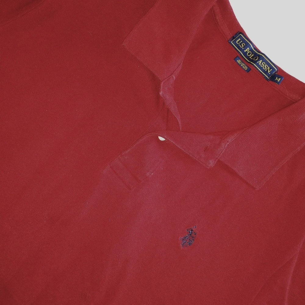 US Polo Assn Mens Red Short Sleeve Polo Shirt Embroidered Horse Logo Size Medium